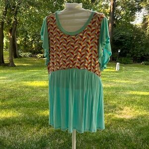 Haptics by Hollywood- Chevron Patterned Top with Turquoise Accents